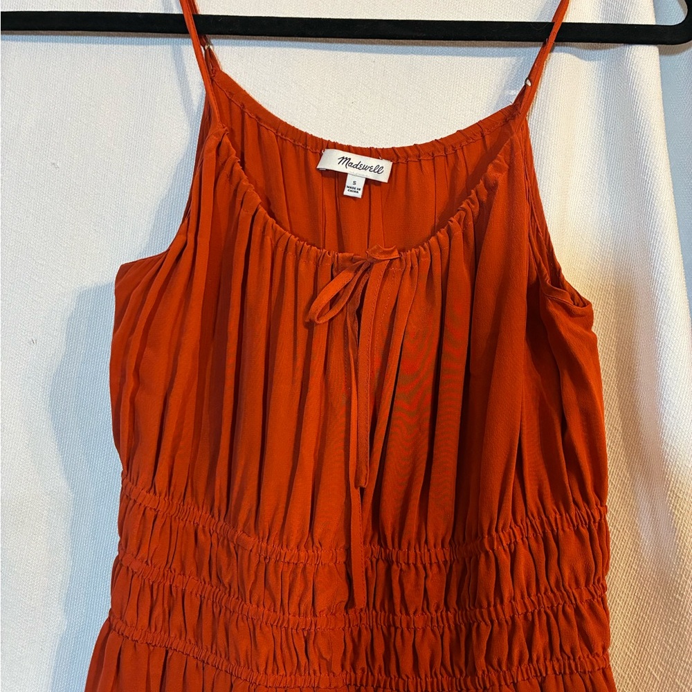 Madewell Rust Spaghetti Strap Dress--SILK!
